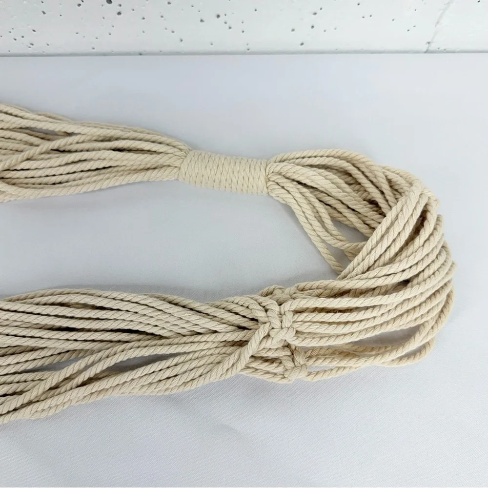 Unbranded Bohemian Off White Macrame Plant Hanger and 10 Inch Basket - Picture 13 of 17